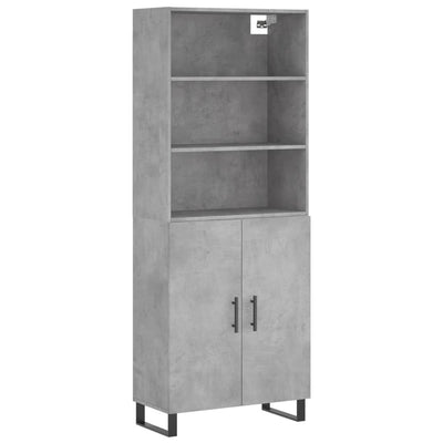 Kaappi betoninharmaa 69,5x34x180 cm tekninen puu