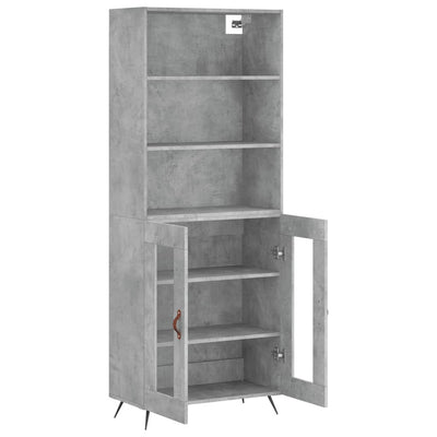 Kaappi betoninharmaa 69,5x34x180 cm tekninen puu