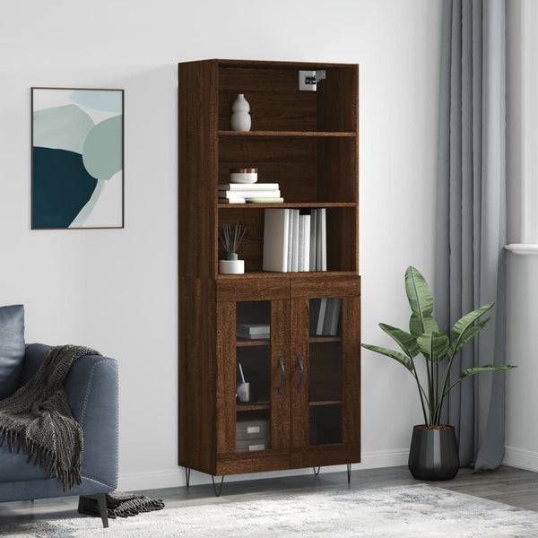 Kaappi ruskea tammi 69,5x34x180 cm tekninen puu