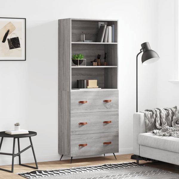 Kaappi harmaa Sonoma 69,5x34x180 cm tekninen puu
