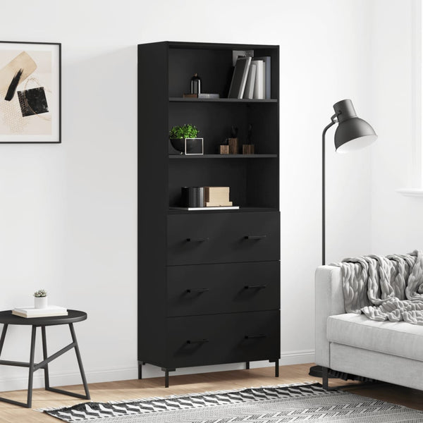 Kaappi musta 69,5x34x180 cm tekninen puu