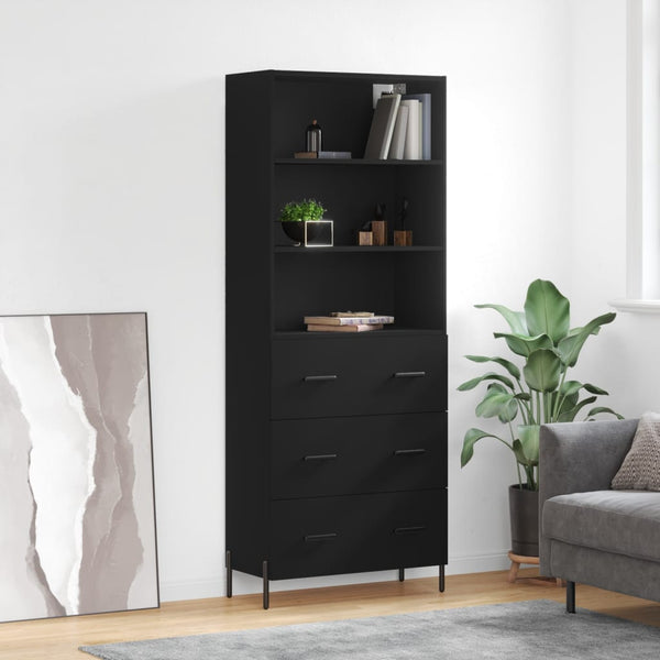 Kaappi musta 69,5x34x180 cm tekninen puu