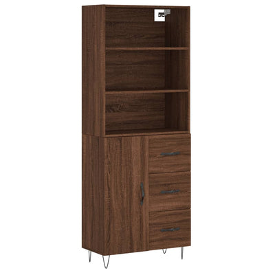 Kaappi ruskea tammi 69,5x34x180 cm tekninen puu