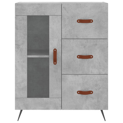 Kaappi betoninharmaa 69,5x34x180 cm tekninen puu