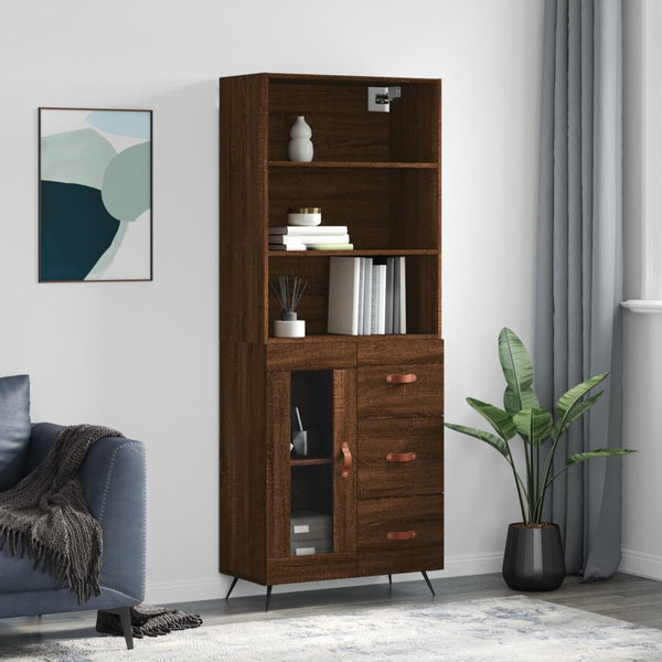 Kaappi ruskea tammi 69,5x34x180 cm tekninen puu