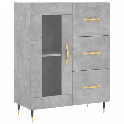 Kaappi betoninharmaa 69,5x34x180 cm tekninen puu