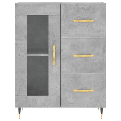 Kaappi betoninharmaa 69,5x34x180 cm tekninen puu