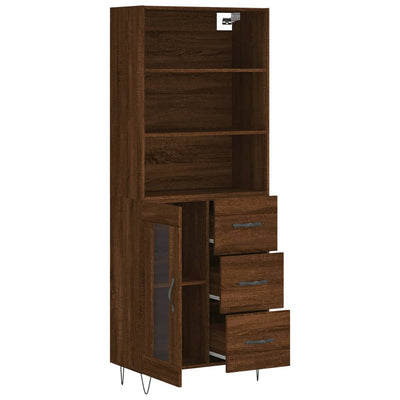 Kaappi ruskea tammi 69,5x34x180 cm tekninen puu