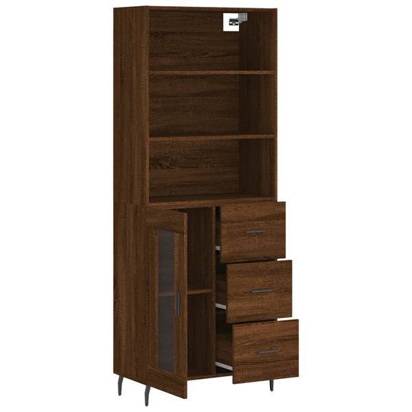 Kaappi ruskea tammi 69,5x34x180 cm tekninen puu
