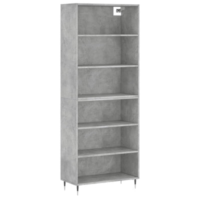 Kaappi betoninharmaa 69,5x32,5x180 cm tekninen puu