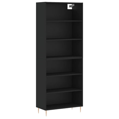 Kaappi musta 69,5x32,5x180 cm tekninen puu