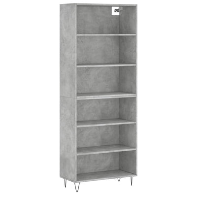 Kaappi betoninharmaa 69,5x32,5x180 cm tekninen puu
