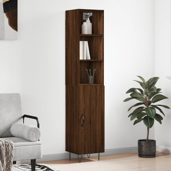 Kaappi ruskea tammi 34,5x34x180 cm tekninen puu