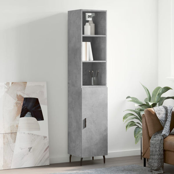 Kaappi betoninharmaa 34,5x34x180 cm tekninen puu