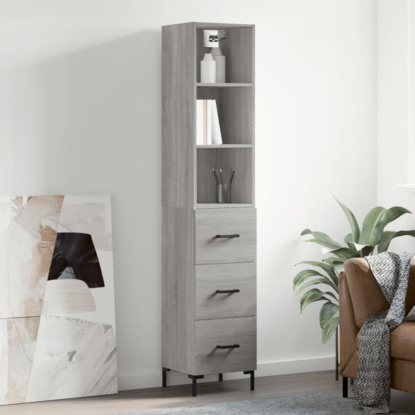 Kaappi harmaa Sonoma 34,5x34x180 cm tekninen puu