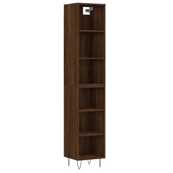 Kaappi ruskea tammi 34,5x32,5x180 cm tekninen puu
