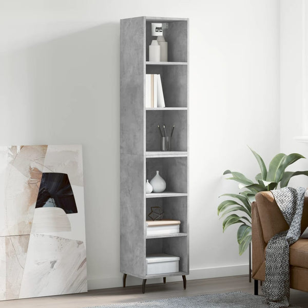 Kaappi betoninharmaa 34,5x32,5x180 cm tekninen puu