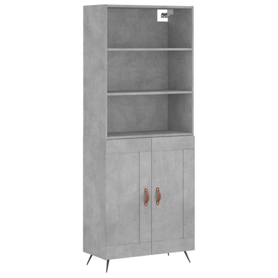 Kaappi betoninharmaa 69,5x34x180 cm tekninen puu