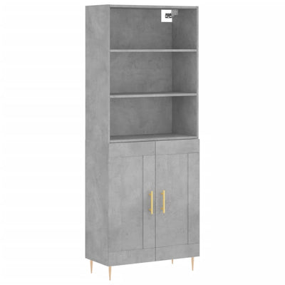 Kaappi betoninharmaa 69,5x34x180 cm tekninen puu