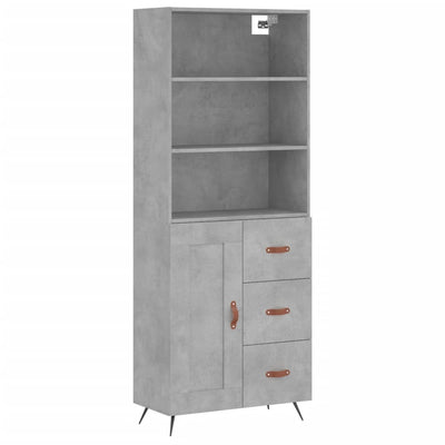 Kaappi betoninharmaa 69,5x34x180 cm tekninen puu