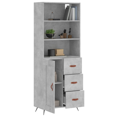 Kaappi betoninharmaa 69,5x34x180 cm tekninen puu