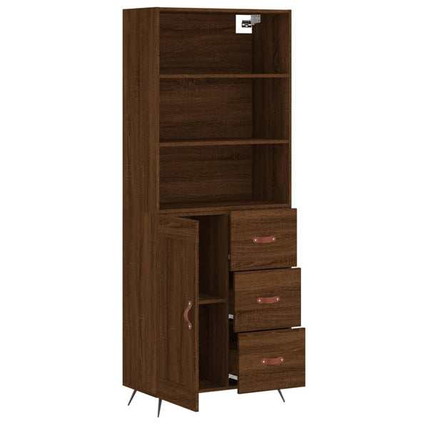 Kaappi ruskea tammi 69,5x34x180 cm tekninen puu