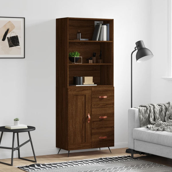 Kaappi ruskea tammi 69,5x34x180 cm tekninen puu