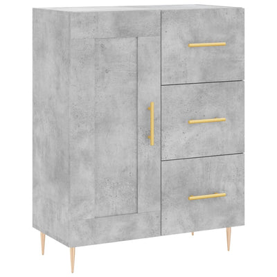 Kaappi betoninharmaa 69,5x34x180 cm tekninen puu