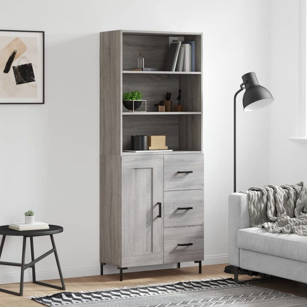 Tekninen puu 69,5x34x180 cm kaappi harmaa Sonoma