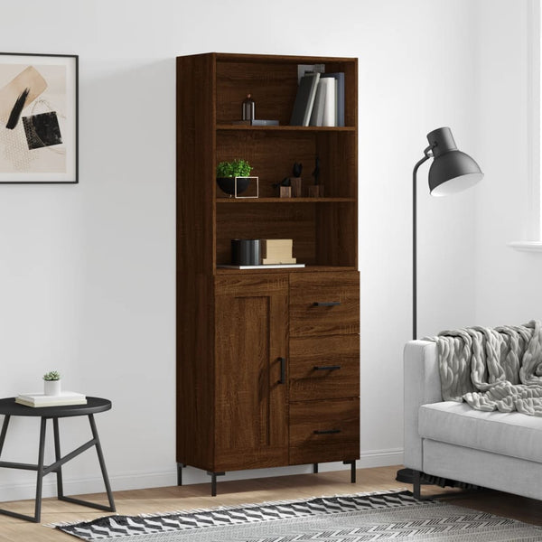 Kaappi ruskea tammi 69,5x34x180 cm tekninen puu