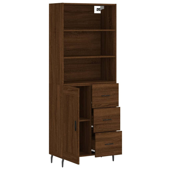 Kaappi ruskea tammi 69,5x34x180 cm tekninen puu