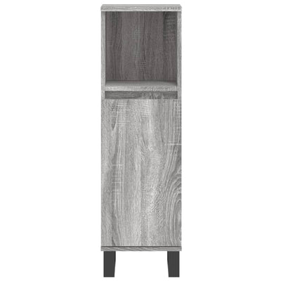 Harmaa kylpyhuoneen kalustesarja Panaitescu (3-osainen, sonoma puinen)