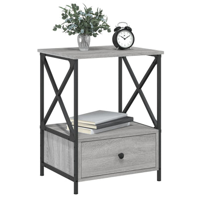 Yöpöydät 2 kpl harmaa Sonoma 50x41x65 cm tekninen puu