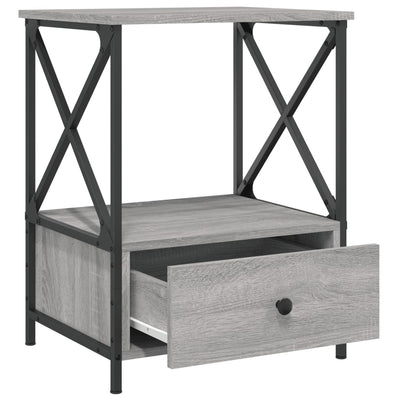 Yöpöydät 2 kpl harmaa Sonoma 50x41x65 cm tekninen puu