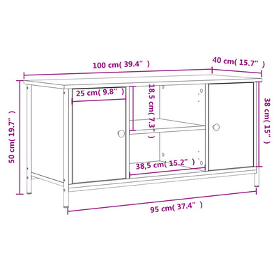 TV-taso Sonoma-tammi 100x40x50 cm tekninen puu