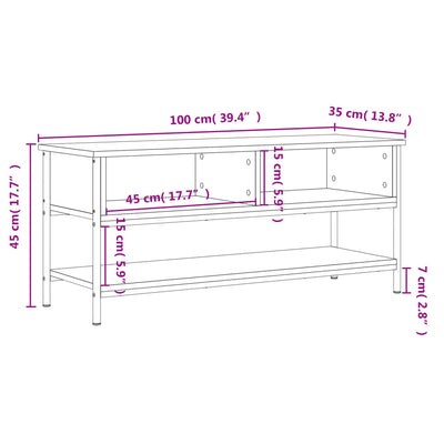 TV-taso ruskea tammi 100x35x45 cm tekninen puu
