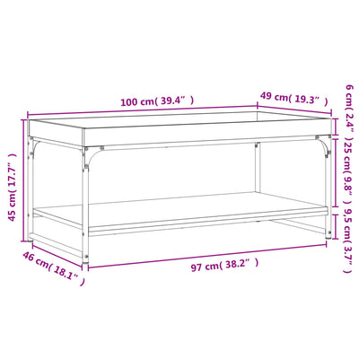 Sohvapöytä ruskea tammi 100x49x45 cm tekninen puu