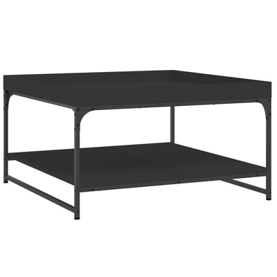 Sohvapöytä musta 80x80x45 cm tekninen puu ja rauta