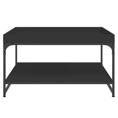 Sohvapöytä musta 80x80x45 cm tekninen puu ja rauta
