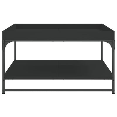 Sohvapöytä musta 80x80x45 cm tekninen puu ja rauta