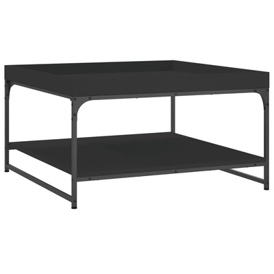Sohvapöytä musta 80x80x45 cm tekninen puu ja rauta