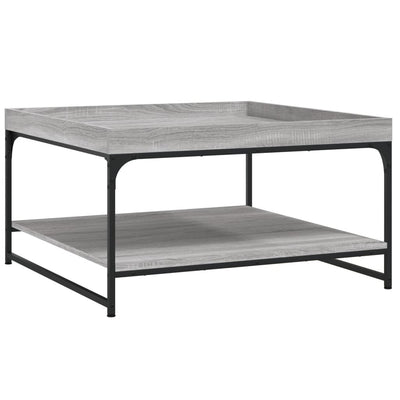 Sohvapöytä harmaa Sonoma 80x80x45 cm tekninen puu ja rauta