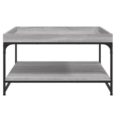 Sohvapöytä harmaa Sonoma 80x80x45 cm tekninen puu ja rauta
