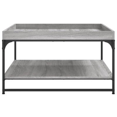 Sohvapöytä harmaa Sonoma 80x80x45 cm tekninen puu ja rauta