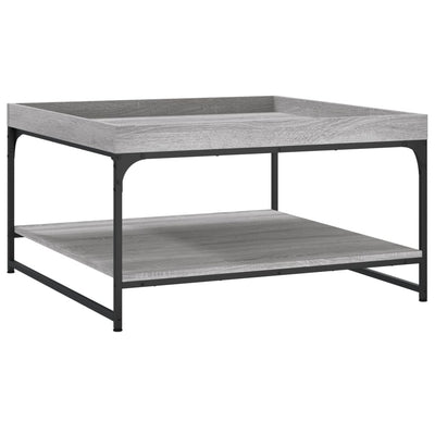 Sohvapöytä harmaa Sonoma 80x80x45 cm tekninen puu ja rauta