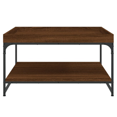 Sohvapöytä ruskea tammi 80x80x45 cm tekninen puu ja rauta