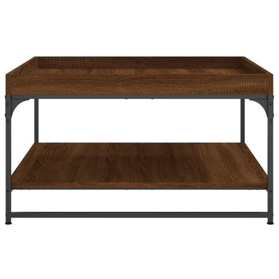 Sohvapöytä ruskea tammi 80x80x45 cm tekninen puu ja rauta