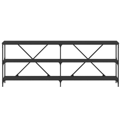 Musta konsolipöytä Fergus 200x30x75cm (puinen ja rauta)