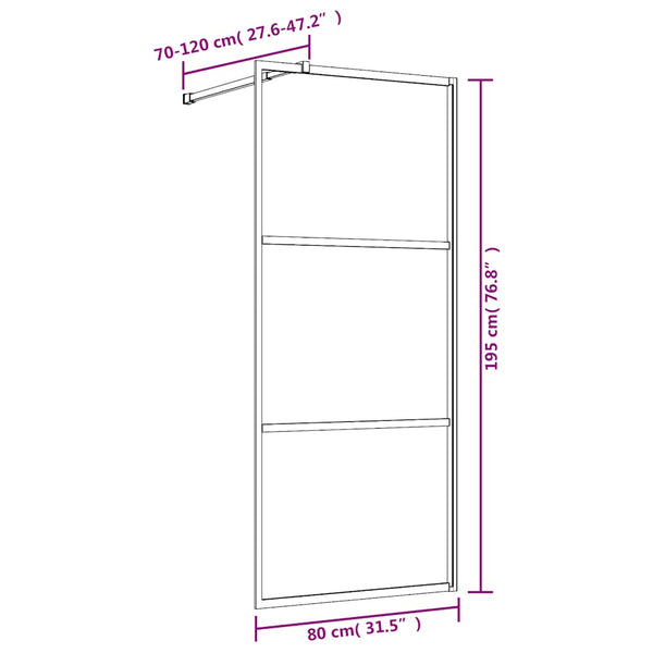 Walk-in suihkun seinäke kirkas ESG-lasi kulta 80x195 cm