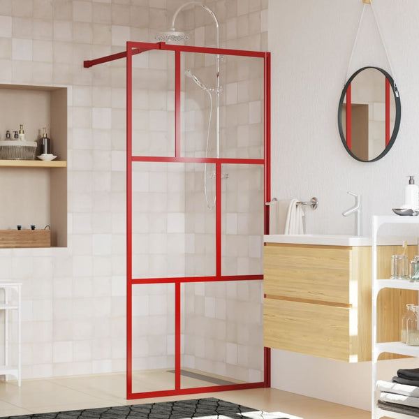 Walk-in suihkun seinäke kirkas ESG-lasi punainen 80x195 cm
